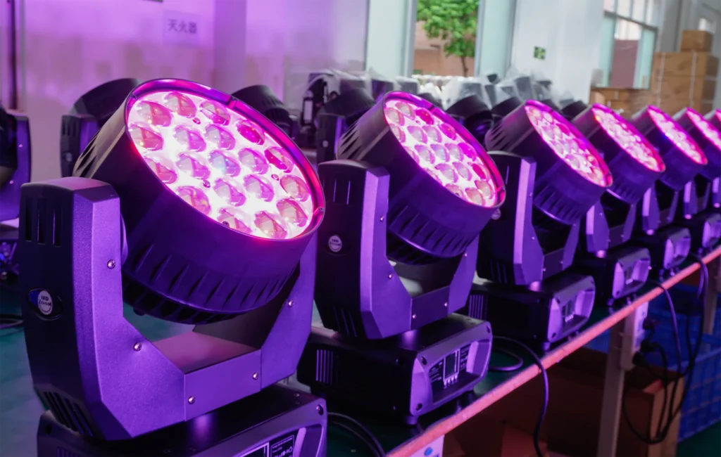 Moving Head Wash Lights With Red Led On Production Line