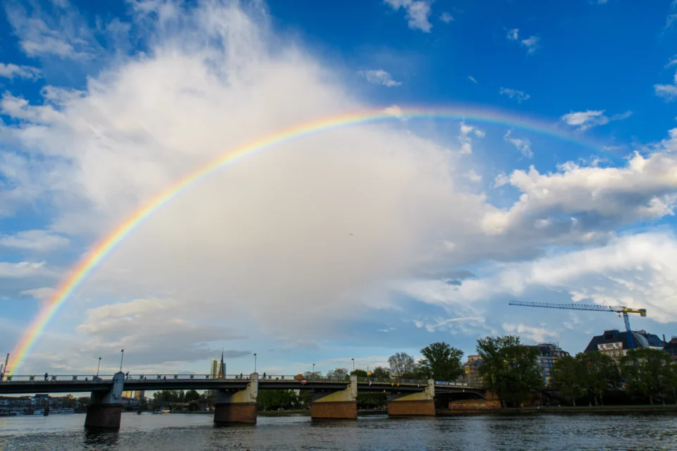 Rainbow on Main river Frankfurt